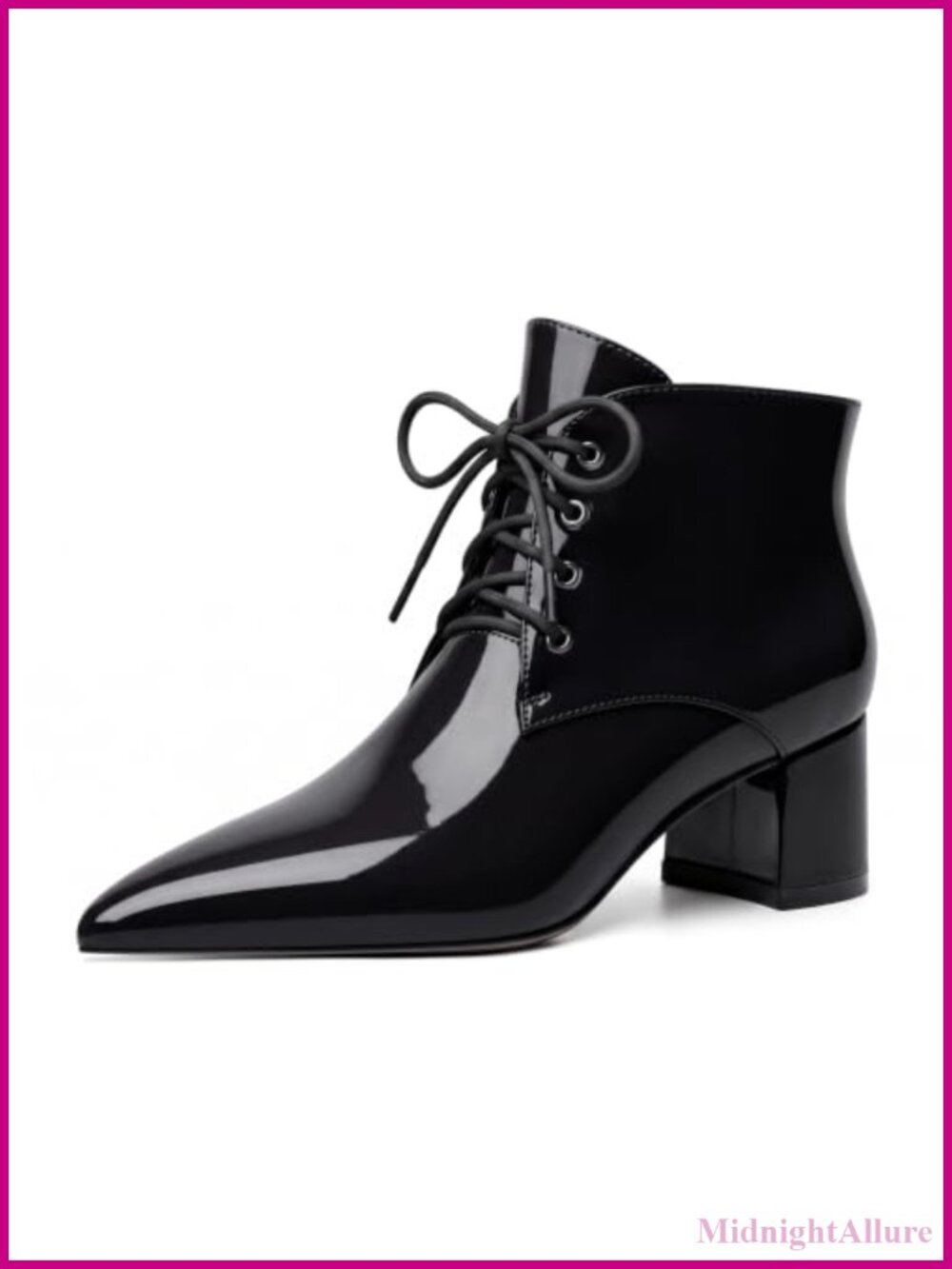 Pointed Toe Ankle Booties Low Chunky Heel Lace Up Comfort Walking Boots
